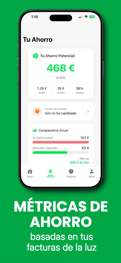 Tu ahorro potencial y métricas basadas en tu factura